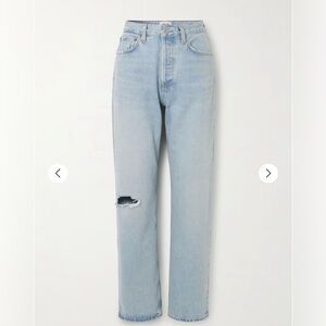 AGOLDE Kelly distressed high-rise straight-leg jeans